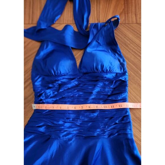 Cache Silk Dress 6 Halter Ruched Waist Vintage Y2K Scarf Hem Fairy Prom Wedding - Picture 7 of 7